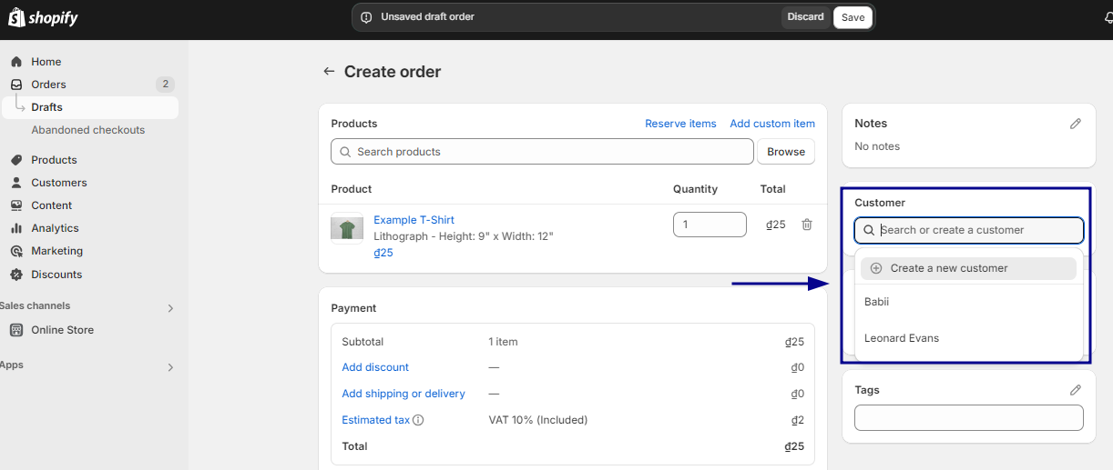 Search for an existing customer